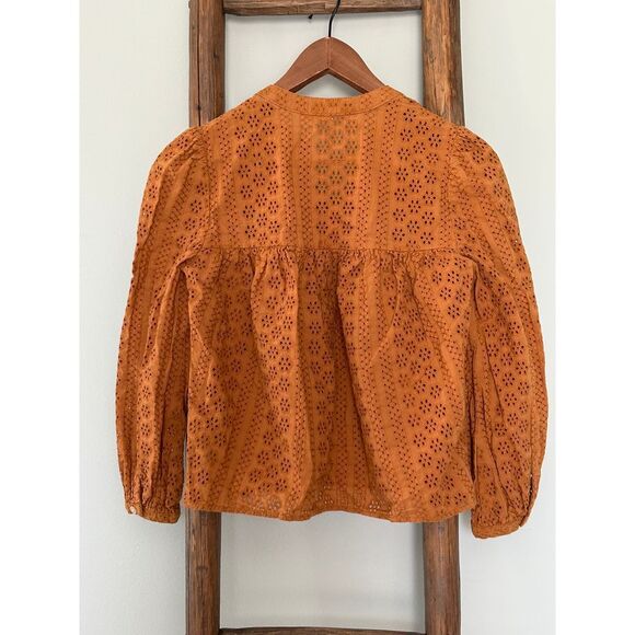 Madewell Eyelet Double Tie  peasant  Boho Top Size XS - Picture 3 of 6